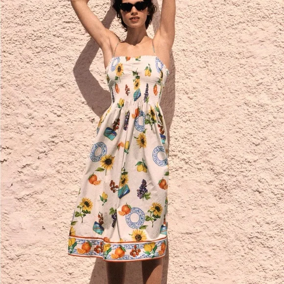 H&M Floral and Fruit Print Dress - White - Picture 2 of 2